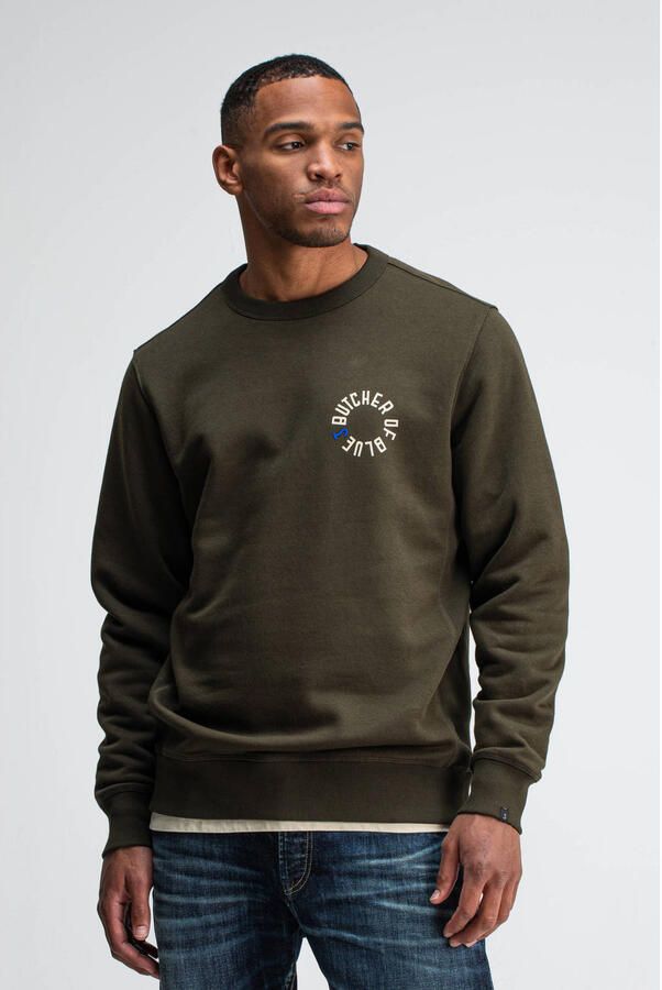 BUTCHER OF BLUE Heren Truien & Vesten Army Circle Crew Donkergroen - Foto 7