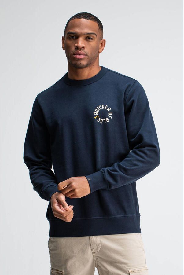 BUTCHER OF BLUE Heren Truien & Vesten Army Circle Crew Donkerblauw - Foto 7