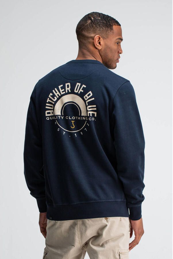 BUTCHER OF BLUE Heren Truien & Vesten Army Circle Crew Donkerblauw - Foto 6