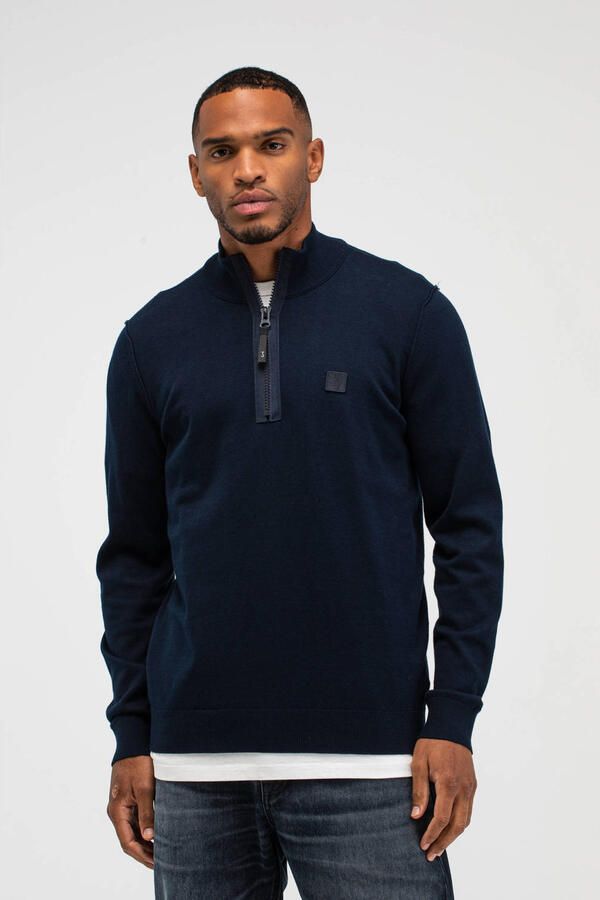 BUTCHER OF BLUE Heren Truien & Vesten Clifden Co Half Zip Donkerblauw - Foto 5