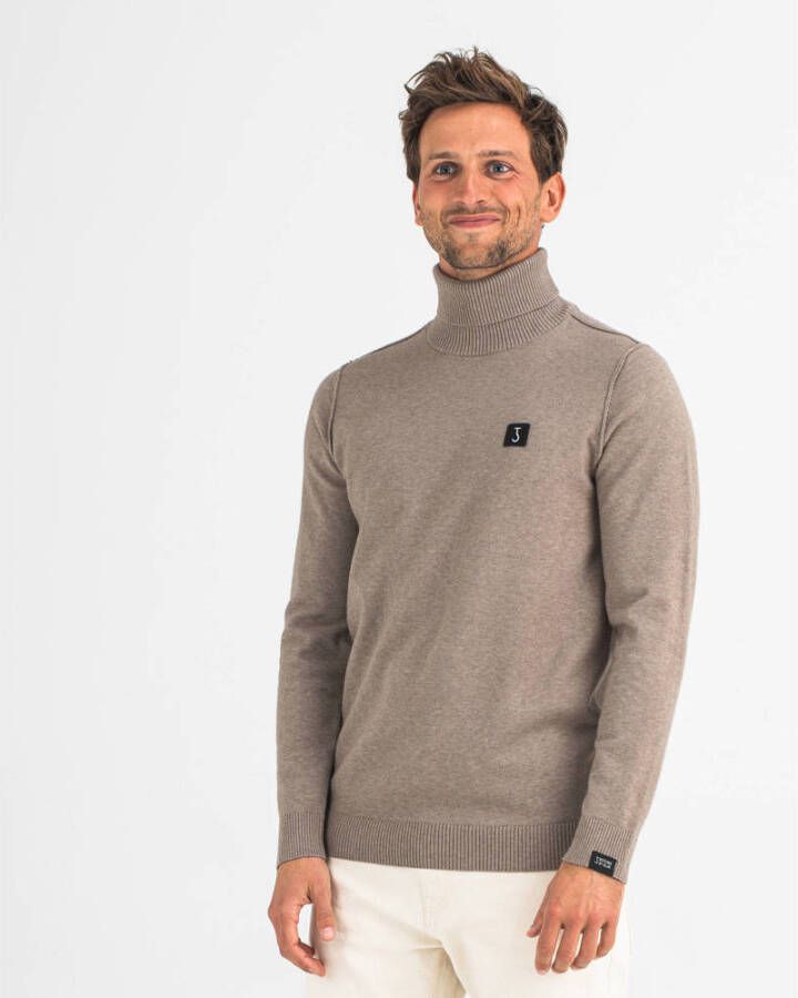 Butcher of Blue fijngebreide coltrui Clifden met wol en logo casablanca beige - Foto 5