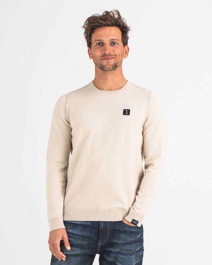 Butcher of Blue fijngebreide pullover Clifden met wol beige grey