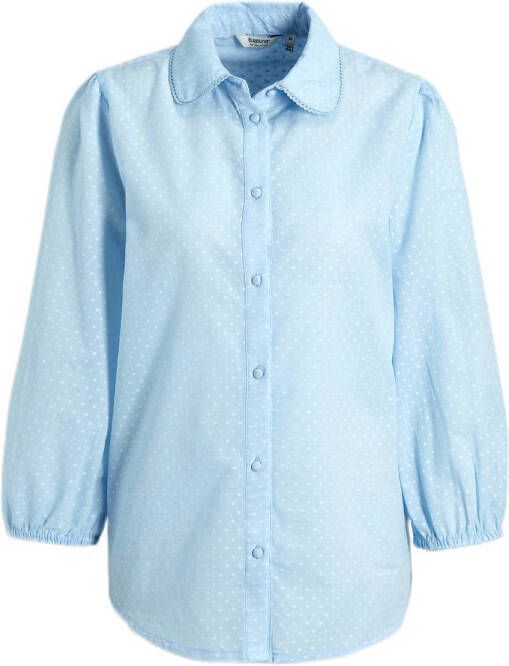 B.Young blouse BYGABIE met stippen en plooien lichtblauw wit