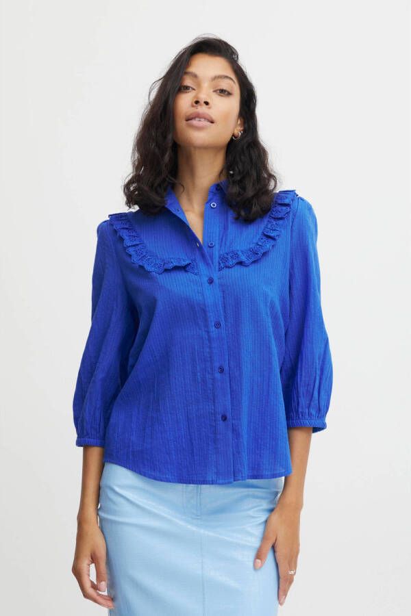 B.Young blouse BYIVIA met ruches blauw