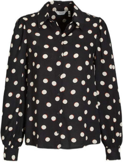 B.Young blouse met stippen BYJOSA zwart gebroken wit rood