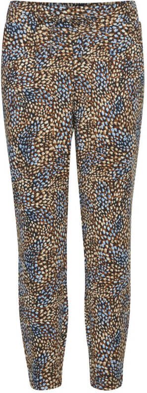 B.Young cropped slim fit broek BYRIZETTA met all over print bruin blauw