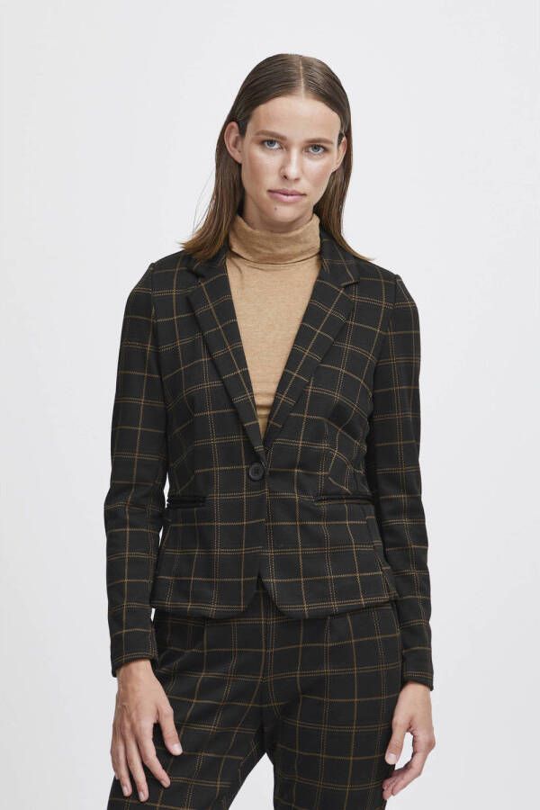 B.Young geruite getailleerde blazer BYMMRAVNA donkerblauw bruin