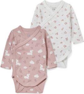 C&A Baby Newborn romper set van 2 roze wit