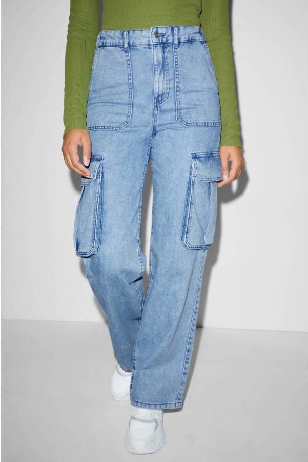 C&A Clockhouse high waist cargo jeans light blue
