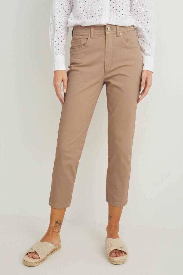 C&A cropped skinny broek bruin