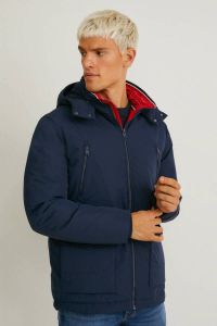 C&A gewatteerde jas donkerblauw rood