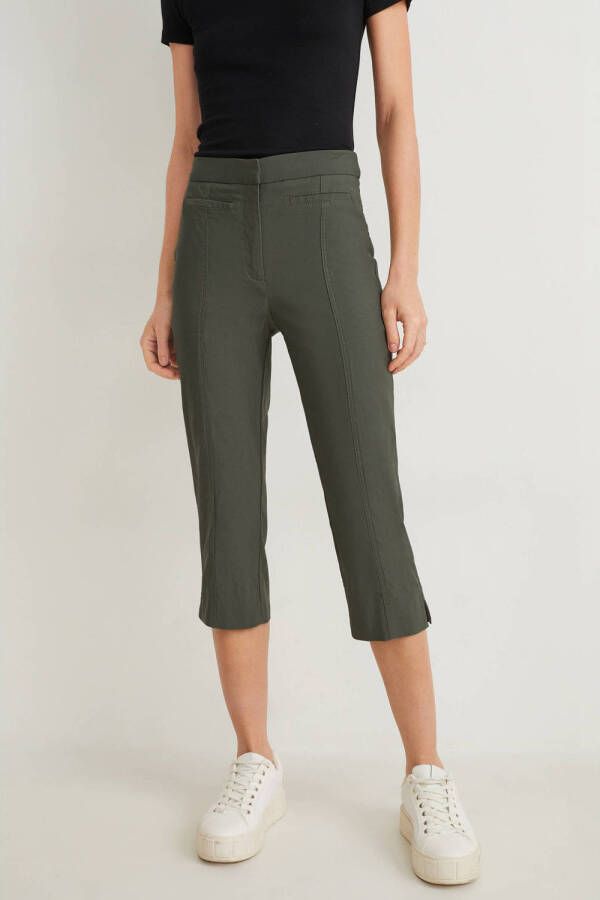 C&A high waist skinny broek olijfgroen