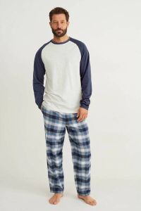 C&A pyjama blauw grijs