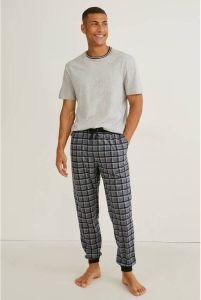C&A pyjama met ruit grijs donkergrijs