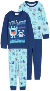 C&A pyjama set van 2 met all over print blauw lichtblauw