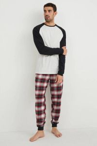 C&A pyjama zwart grijs rood