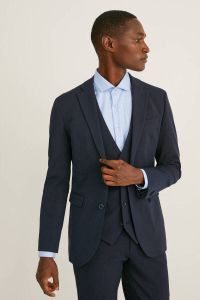 C&A regular fit colbert van gerecycled polyester donkerblauw