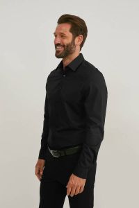 C&A regular fit overhemd van biologisch katoen zwart