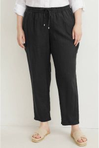 C&A XL linnen slim fit broek zwart