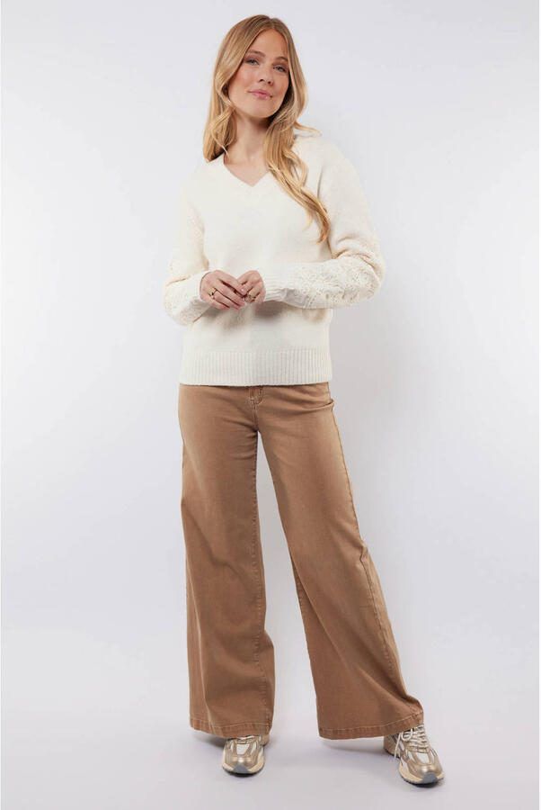 C&S The Label wide leg regular waist broek camel