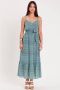 Cache maxi jurk met all over print en volant donkerblauw turquoise - Thumbnail 1