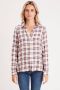 Cache geruite blouse ecru paars - Thumbnail 1