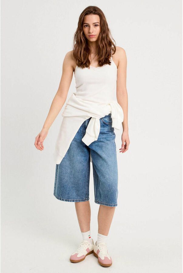 Cache baggy high waist short medium blue denim - Foto 2