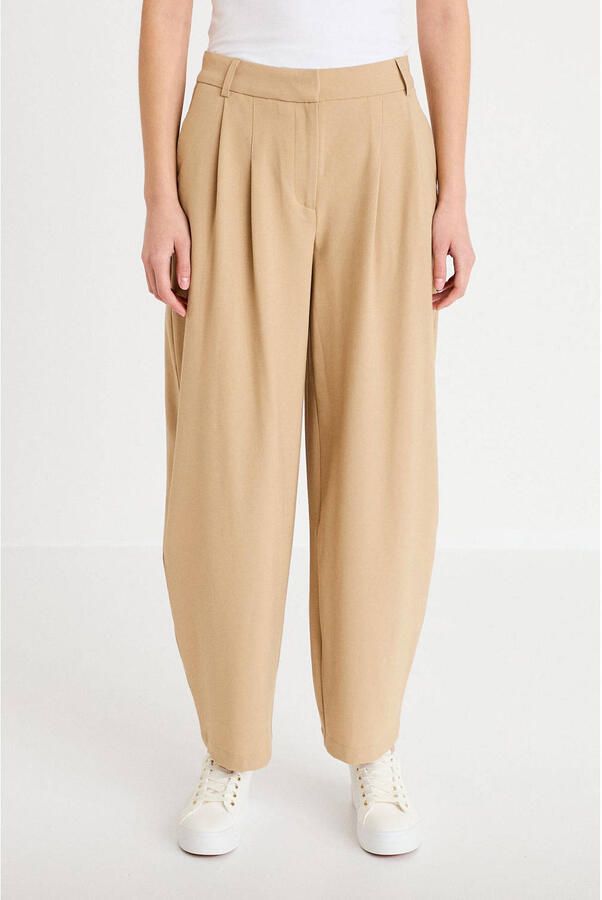 Cache barrel regular waist pantalon zand