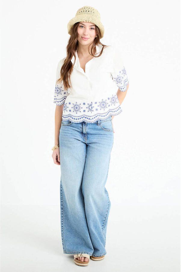 Cache blouse broderie ecru - Foto 2