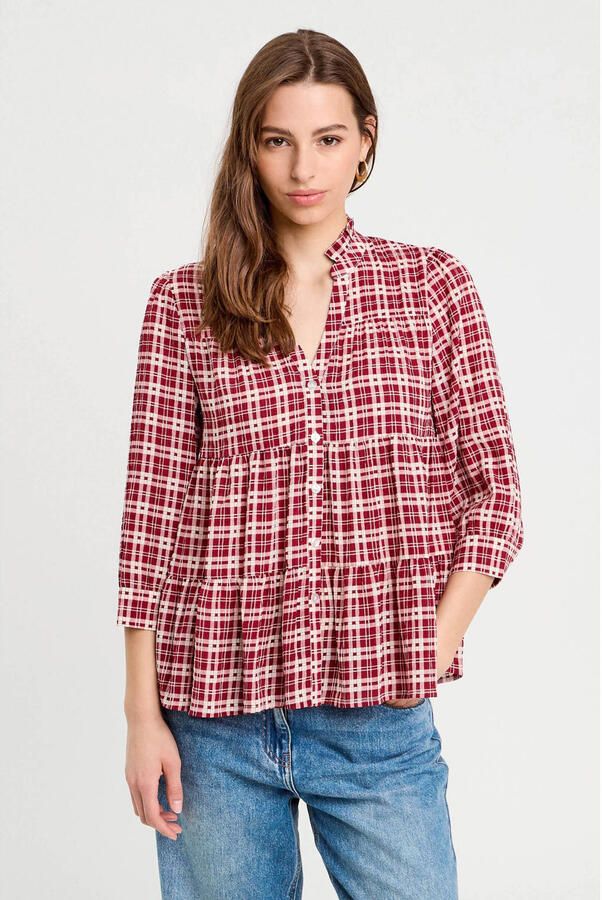 Cache blouse donkerrood ecru