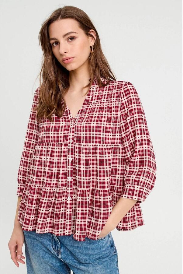 Cache blouse donkerrood ecru - Foto 3