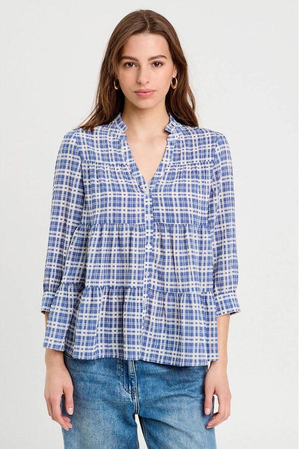 Cache blouse blauw ecru