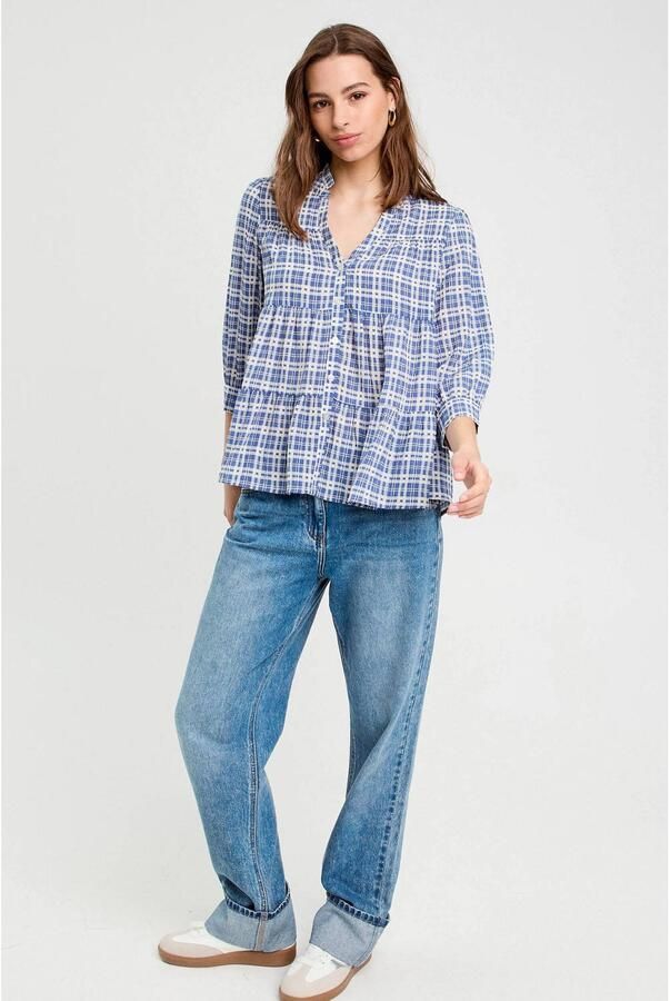 Cache blouse blauw ecru - Foto 2