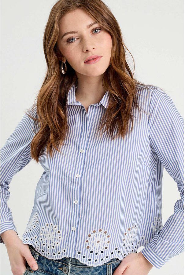 Cache blouse lichtblauw broderie - Foto 2