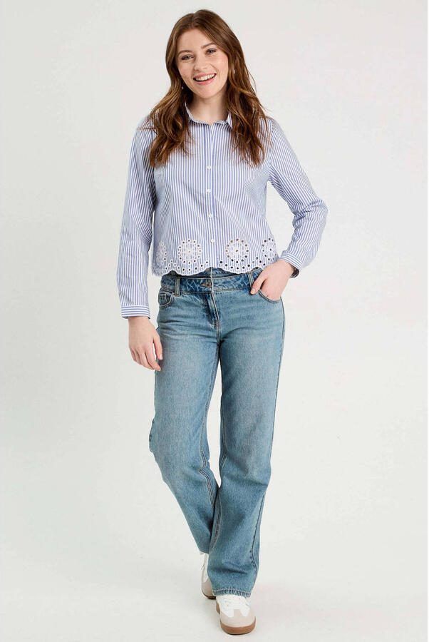 Cache blouse lichtblauw broderie - Foto 3