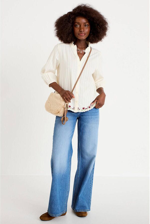 Cache blouse met borduursels ecru - Foto 2
