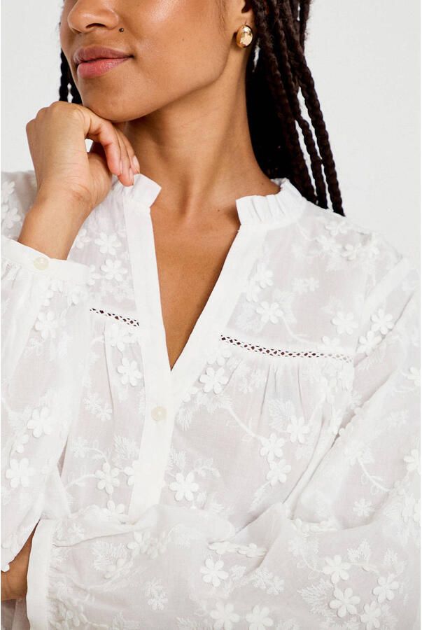 Cache blouse met borduursels ecru - Foto 2