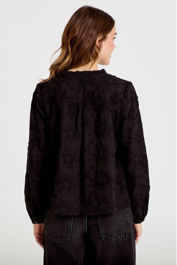 Cache blouse met borduursels zwart - Foto 2