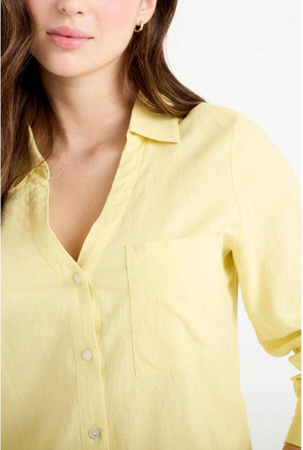 Cache blouse met linnen geel - Foto 2