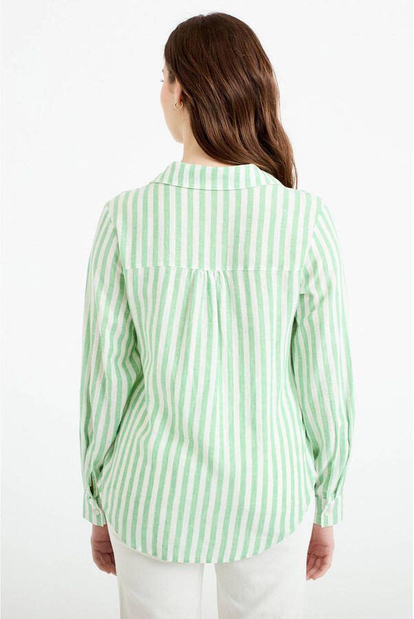 Cache blouse met linnen groen - Foto 2