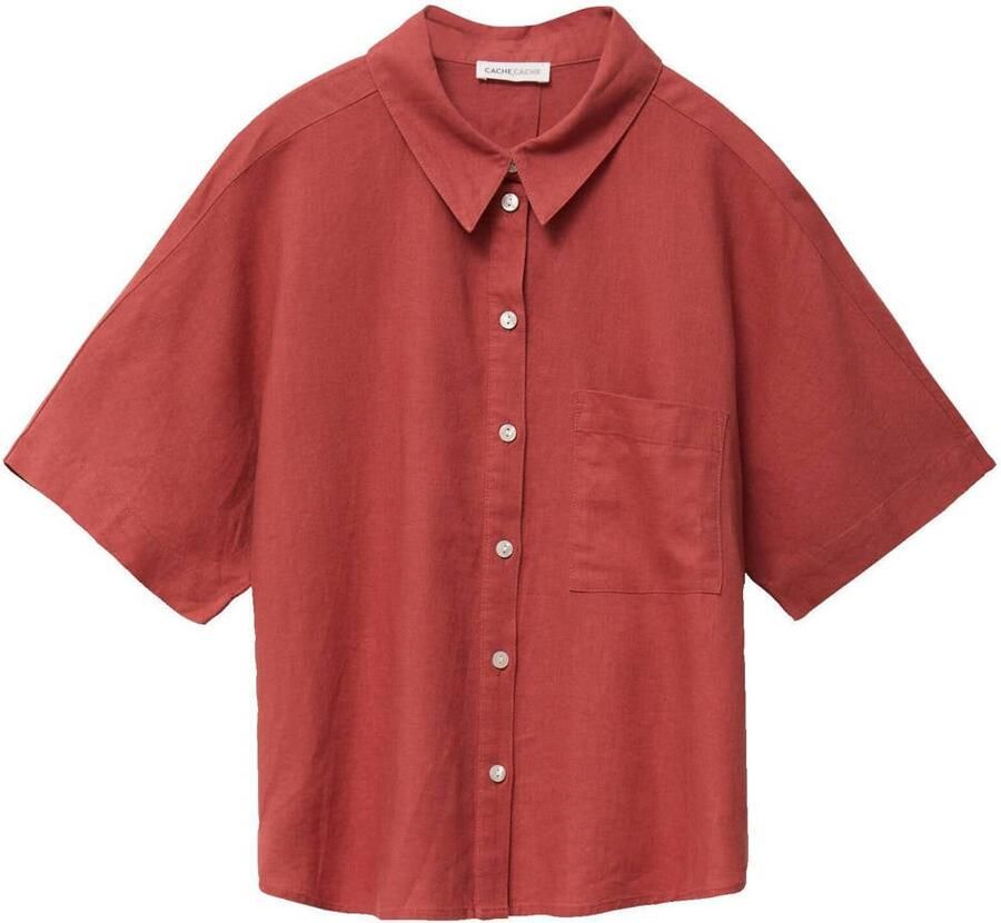 Cache blouse met linnen rood - Foto 2