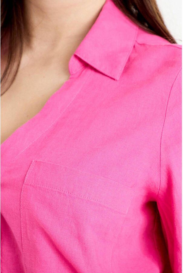 Cache blouse met linnen roze - Foto 2