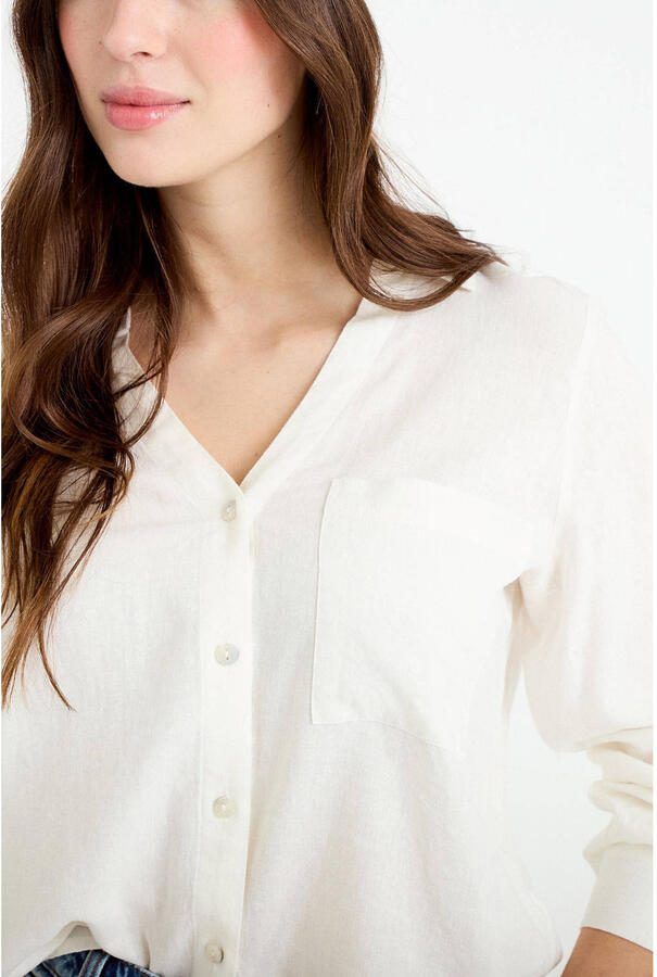 Cache blouse met linnen wit - Foto 2