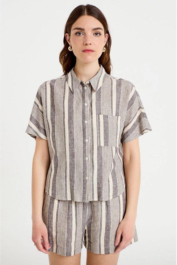 Cache blouse met linnen wit