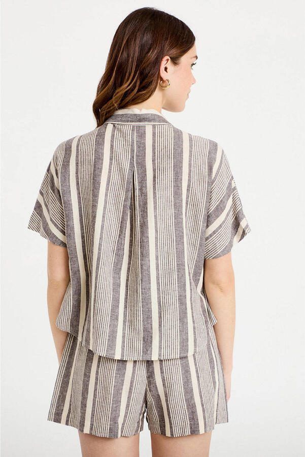 Cache blouse met linnen wit - Foto 3