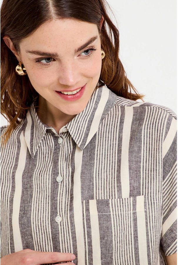 Cache blouse met linnen wit - Foto 2