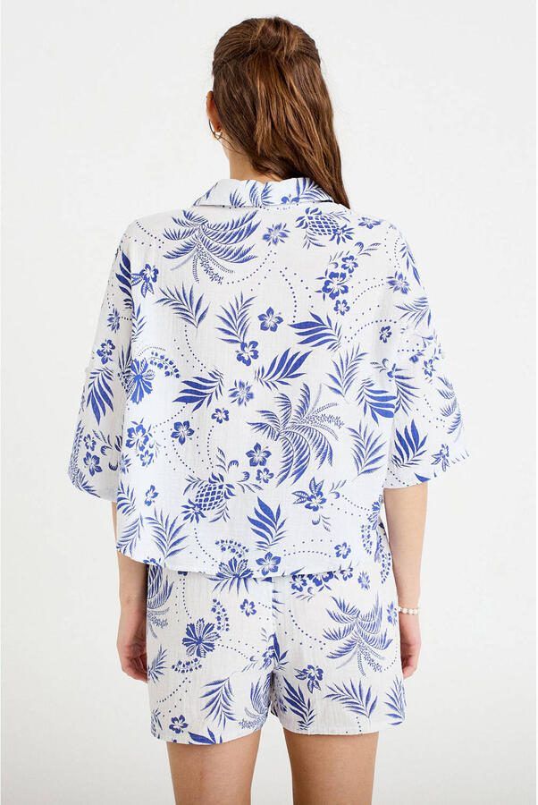 Cache blouse wit blauw - Foto 3