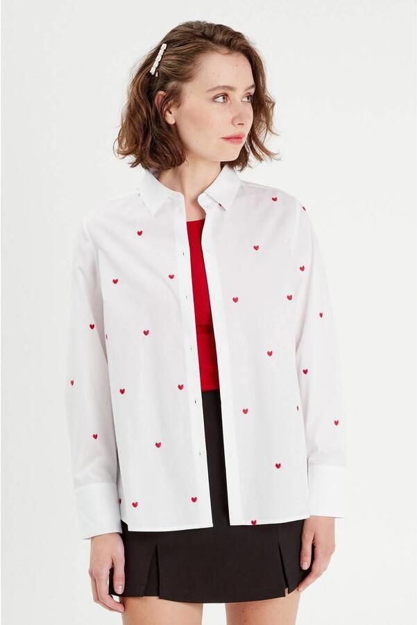 Cache blouse wit met hartjes