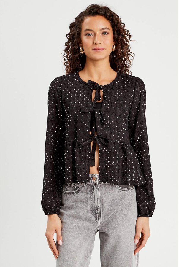 Cache blouse zwart met glitter