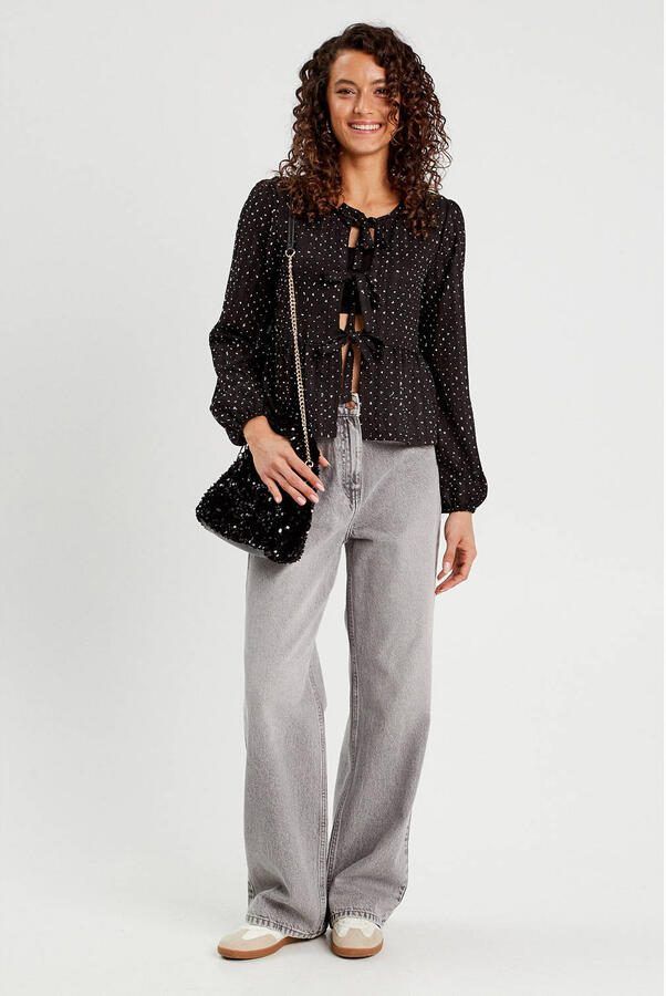 Cache blouse zwart met glitter - Foto 2